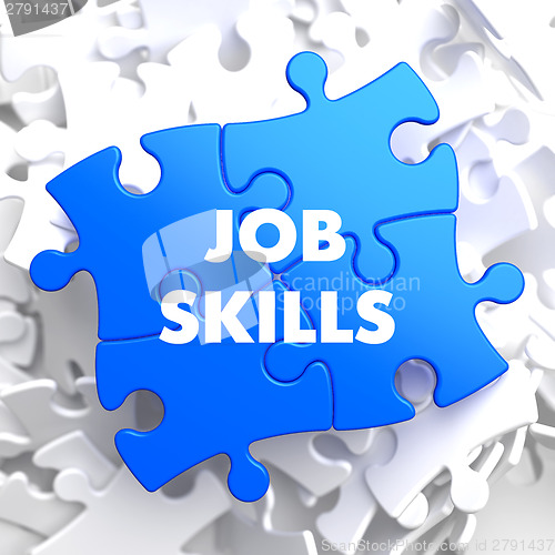 Image of Job Skills Concept on Blue Puzzle.