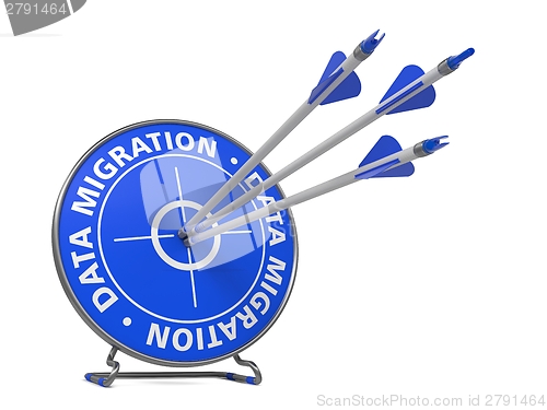 Image of Data Migration Concept - Hit Blue Target.