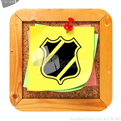Image of Security Concept - Yellow Sticker on Message Board.