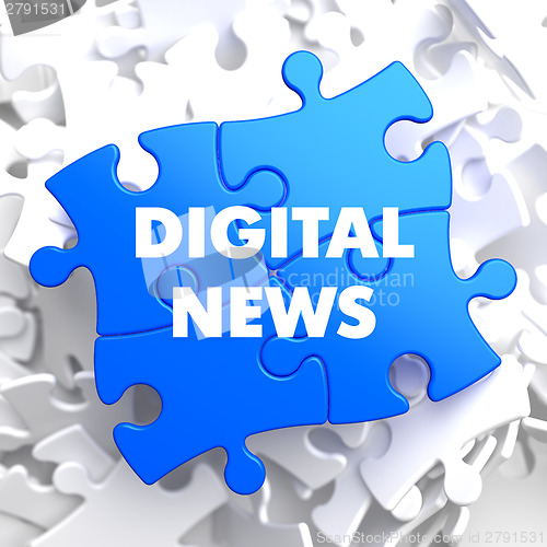 Image of Digital News Concept on Blue Puzzle.