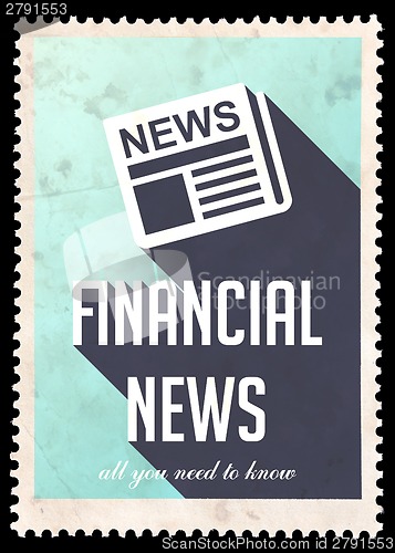 Image of Financial News on Blue in Flat Design.