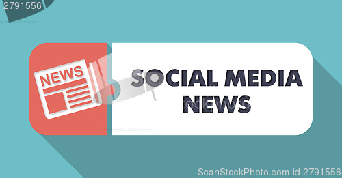 Image of Social Media News on Blue in Flat Design.