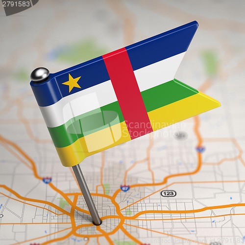 Image of Central African Republic Small Flag on a Map.