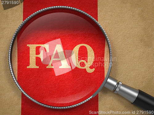 Image of FAQ Concept Through Magnifying Glass.