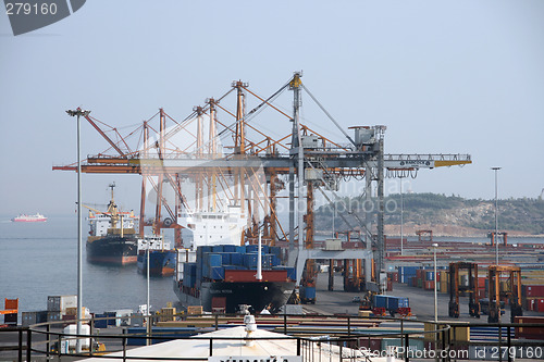 Image of cargo port of piraeus athens greece