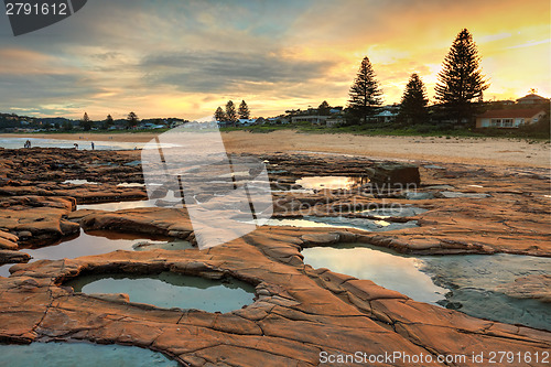 Image of Geology Unusual teal rockpools at  North Avoca