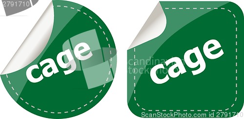 Image of cage word stickers set, web icon button