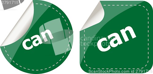 Image of can word stickers set, web icon button