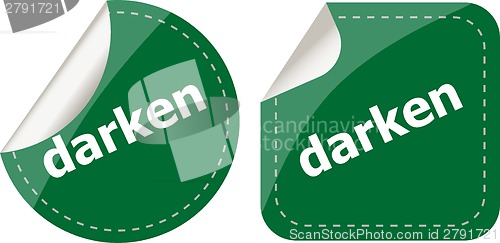 Image of darken word stickers web button set, label, icon