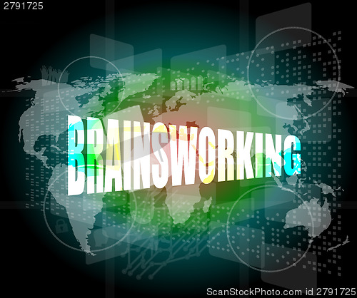 Image of word brainsworking on touch screen technology background