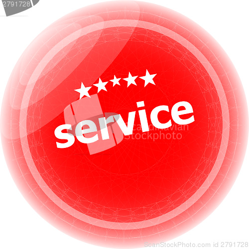 Image of service on red rubber stamp over a white background