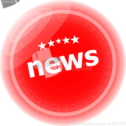 Image of news red stickers on white, icon button
