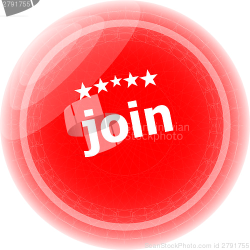 Image of join red rubber stamp over a white background