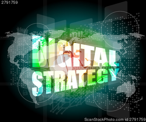 Image of digital strategy word on digital touch screen