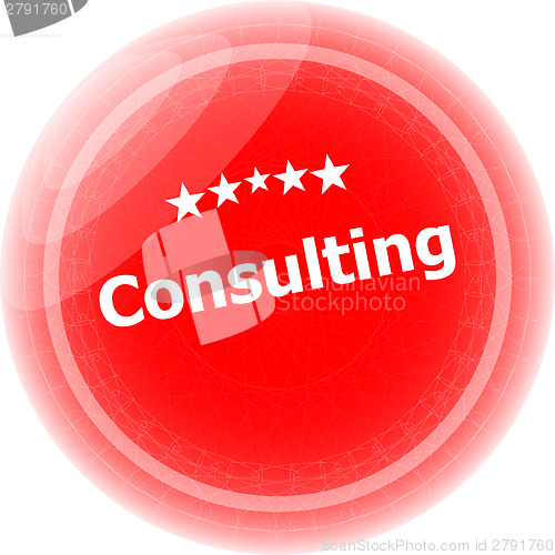 Image of consulting word on red stickers button, label, business concept
