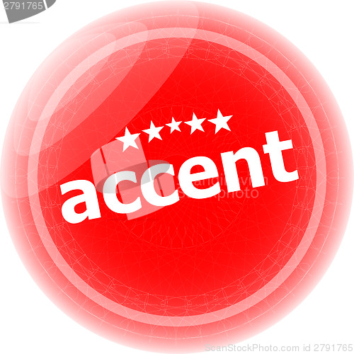 Image of accent red stickers on white, icon button