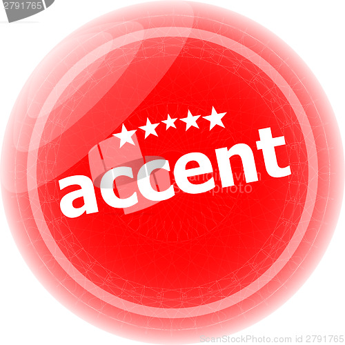 Image of accent red stickers on white, icon button