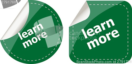 Image of stickers label set business tag with learn more word