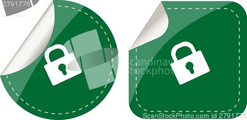 Image of stickers set isolated on white with padlock, security concept