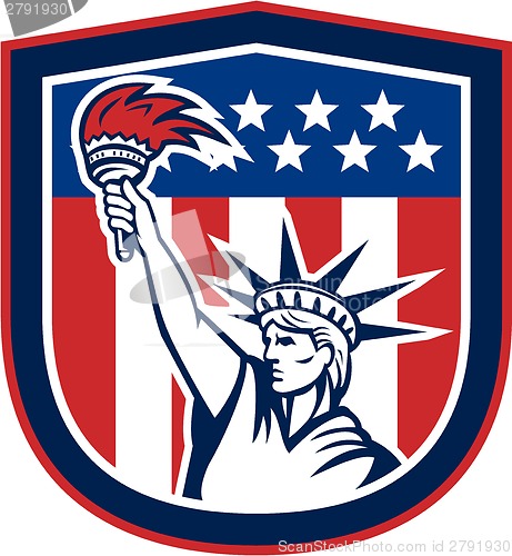 Image of Statue of Liberty Holding FlamingTorch Shield 