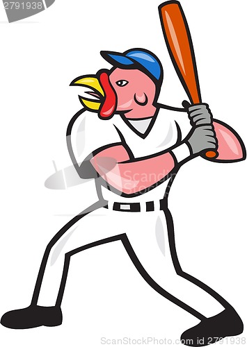 Image of Turkey Baseball Hitter Batting Isolated Cartoon