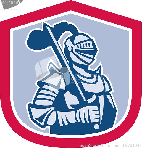 Image of Knight Full Armor With Sword Shield Retro