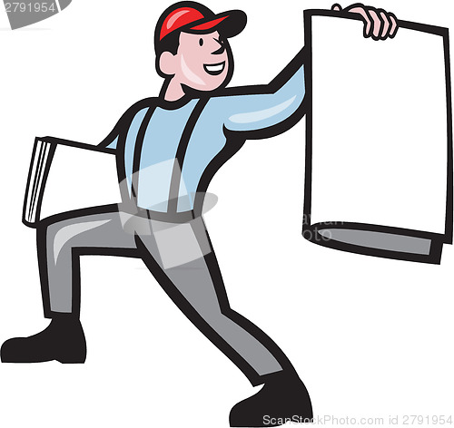 Image of Newsboy Selling Newspaper Isolated Full Cartoon