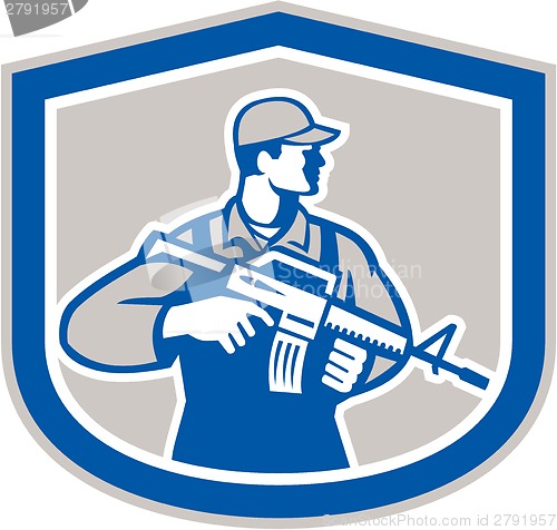 Image of Soldier Military Serviceman Rifle Side Crest Retro
