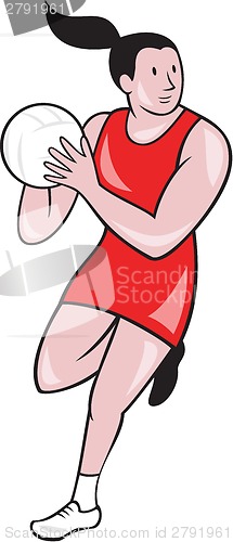 Image of Netball Player Catching Ball Isolated Cartoon