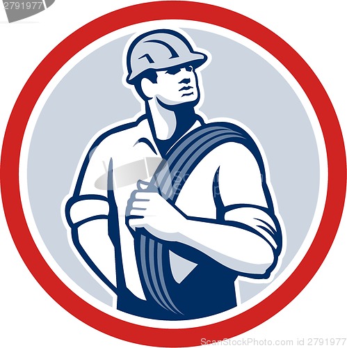 Image of Power Lineman Wire Cable Circle Retro