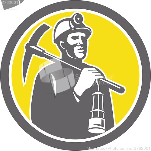 Image of Coal Miner Hardhat With Pick Axe Lamp Front Circle