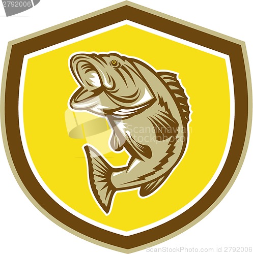 Image of Largemouth Bass Jumping Shield Retro