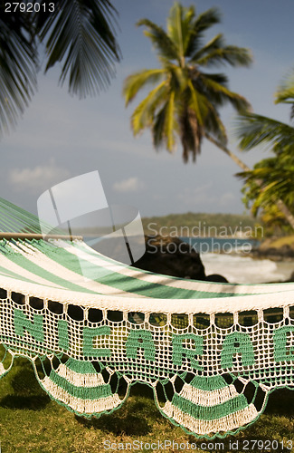Image of hammock with palm coconut trees on Caribbean Sea at Casa-Canada 