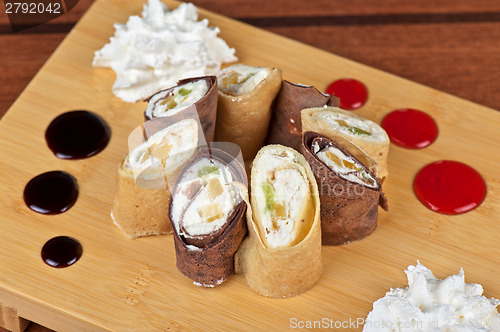 Image of pancake roll with marmalade