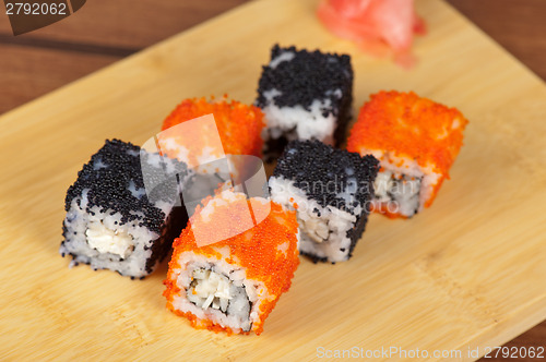 Image of tobico sushi rolls