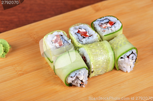 Image of cucumber sushi rolls