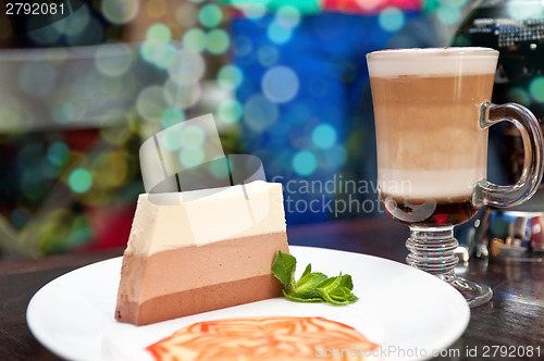 Image of tasty cake with coffee cup