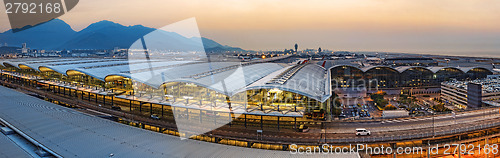 Image of hong kong international airport sunset