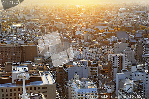 Image of Sunset over Kyoto City in Japan. 