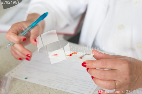 Image of Blood type testing.