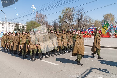 Image of Military force uniform soldier row march