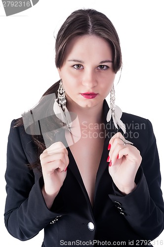 Image of Attractive young woman in black