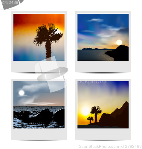 Image of Set photo frames with beaches