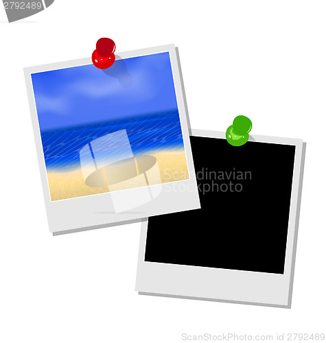 Image of Photo frame with beach and empty photo frame