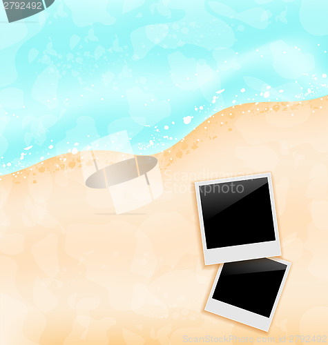 Image of Beach background with set photo frames