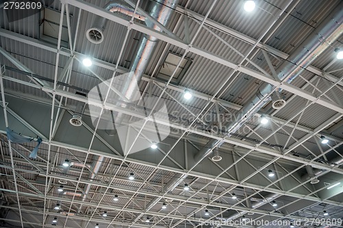 Image of Metal roof structure of a modern building