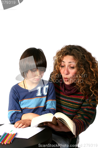 Image of Mother and son reading