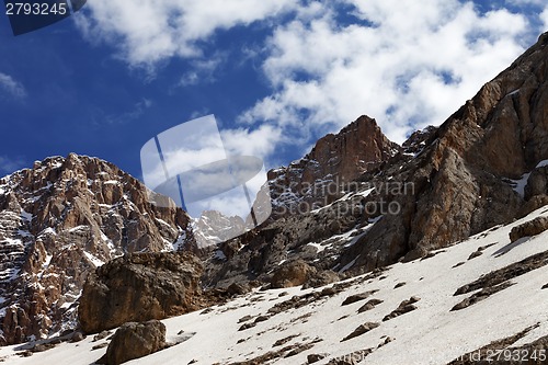 Image of Rocks with snow at nice day