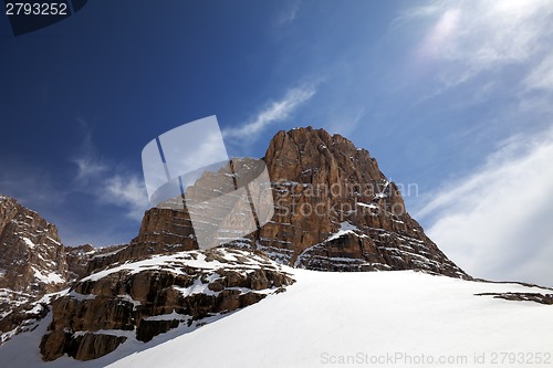 Image of Snowy rocks at nice day