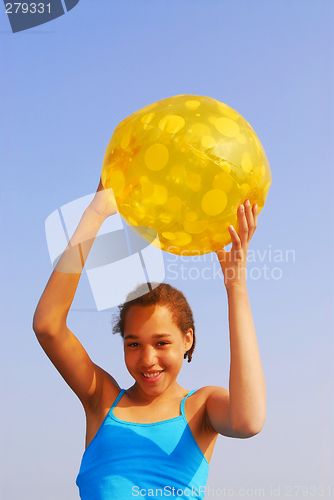 Image of Girl with beach ball